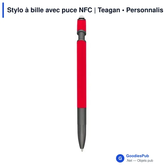 Stylo à bille personnalisable avec puce NFC - Teaganavec logo - Image 3