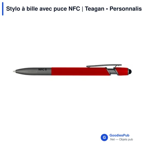 Stylo à bille personnalisable avec puce NFC - Teaganavec logo - Image 4