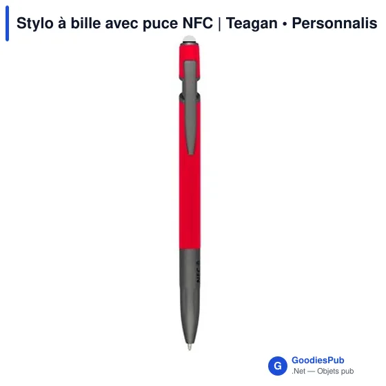 Stylo à bille personnalisable avec puce NFC - Teaganavec logo - Image 5