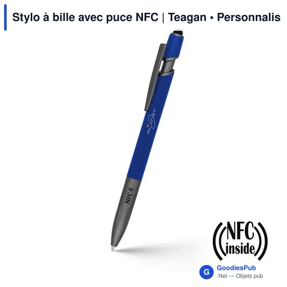 Stylo à bille personnalisable avec puce NFC - Teaganavec logo - Image 7