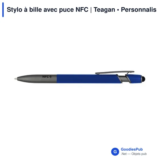 Stylo à bille personnalisable avec puce NFC - Teaganavec logo - Image 10