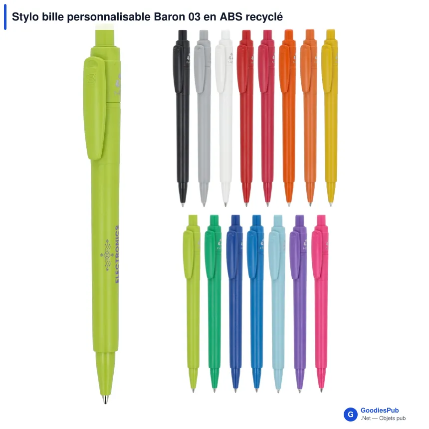 Stylo bille personnalisable Baron 03 en ABS recyclé avec logo - Stilolinea - Image 1