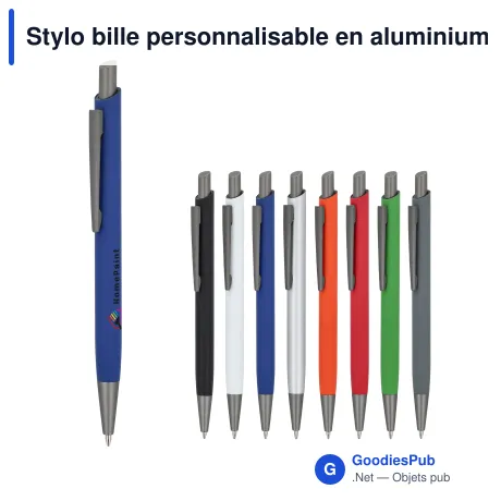 Stylo bille personnalisable en aluminium soft touch avec logo - Boston