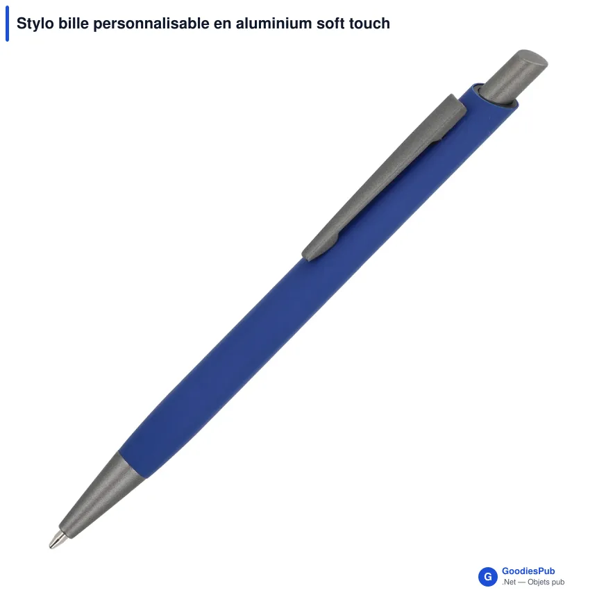 Stylo bille personnalisable en aluminium soft touch avec logo - Boston - Image 2