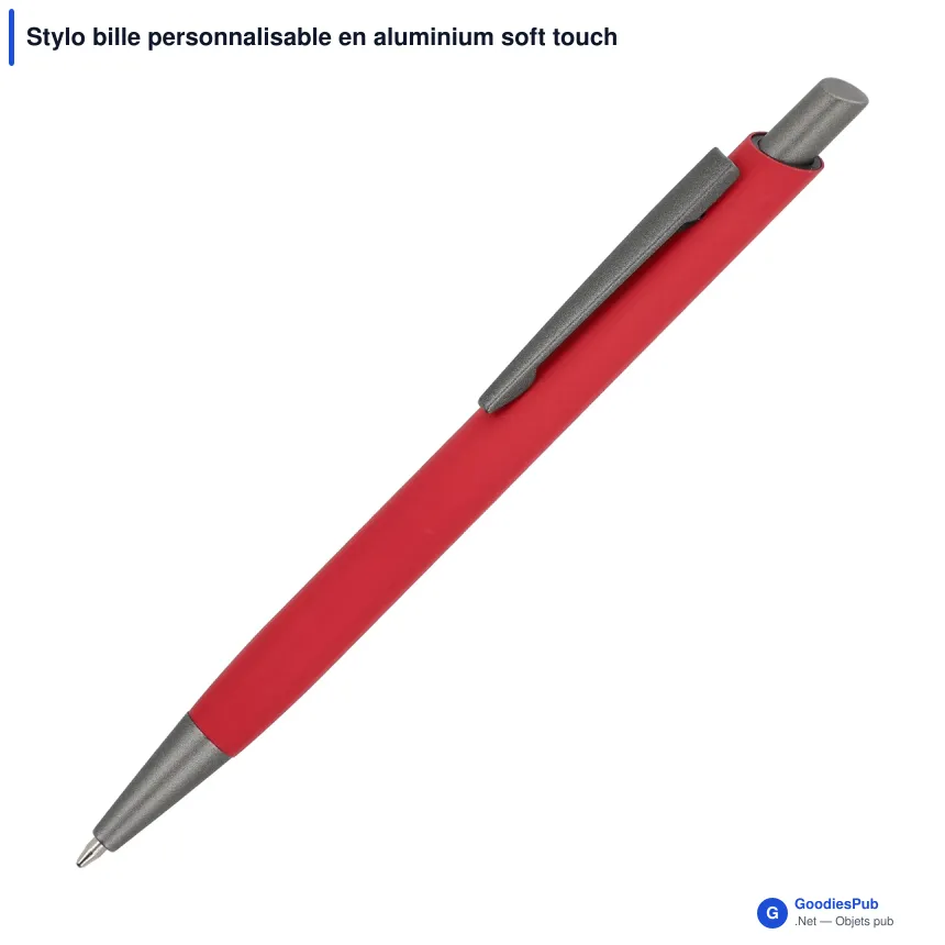 Stylo bille personnalisable en aluminium soft touch avec logo - Boston - Image 3