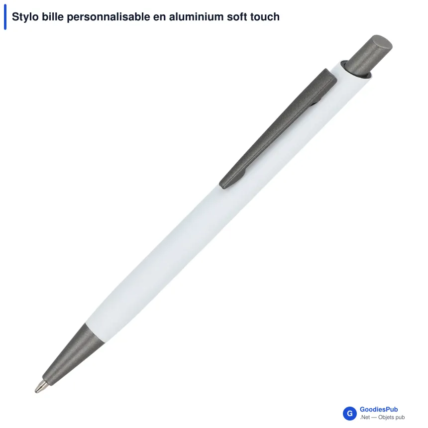 Stylo bille personnalisable en aluminium soft touch avec logo - Boston - Image 4