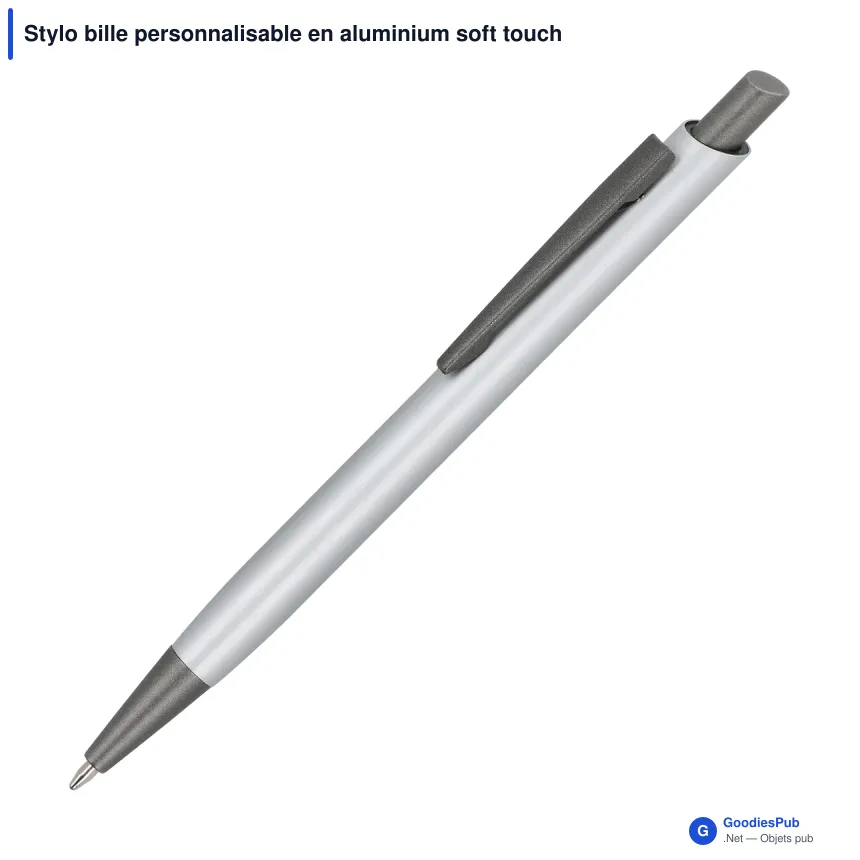 Stylo bille personnalisable en aluminium soft touch avec logo - Boston - Image 5