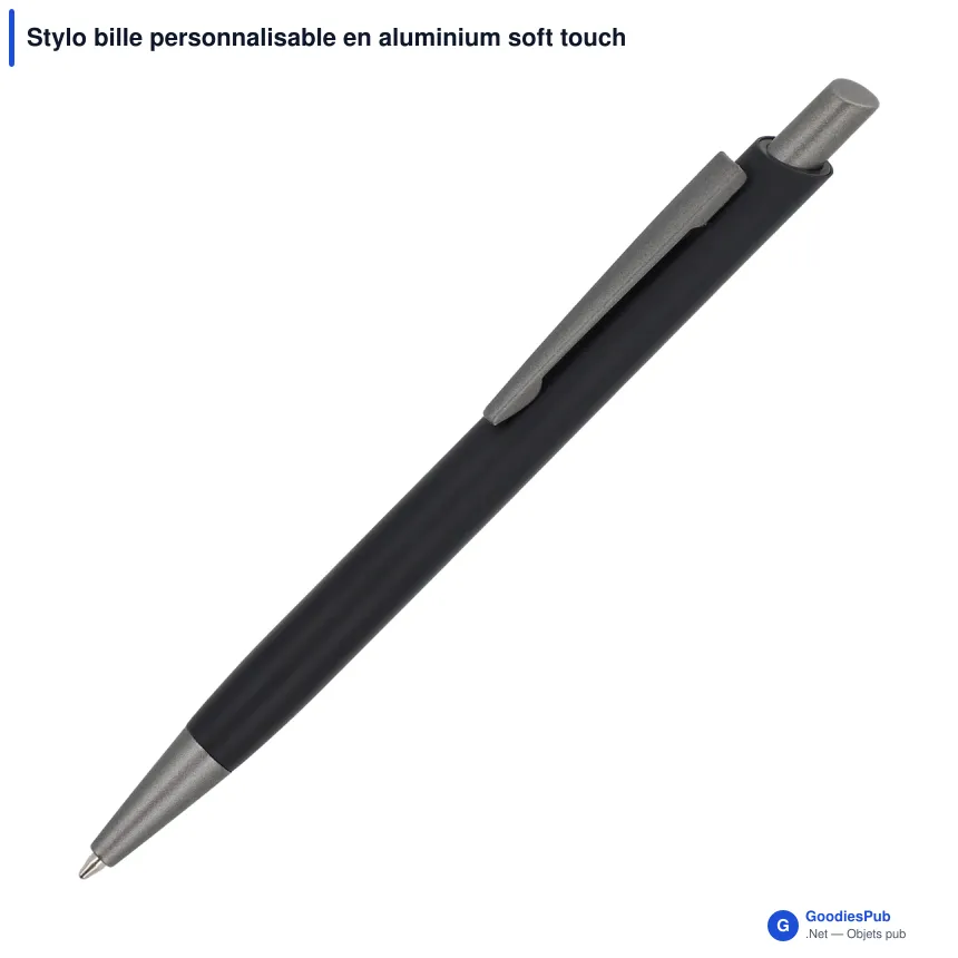 Stylo bille personnalisable en aluminium soft touch avec logo - Boston - Image 6