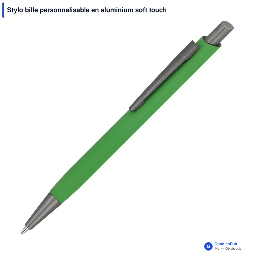 Stylo bille personnalisable en aluminium soft touch avec logo - Boston - Image 7