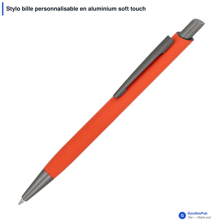 Stylo bille personnalisable en aluminium soft touch avec logo - Boston - Image 8