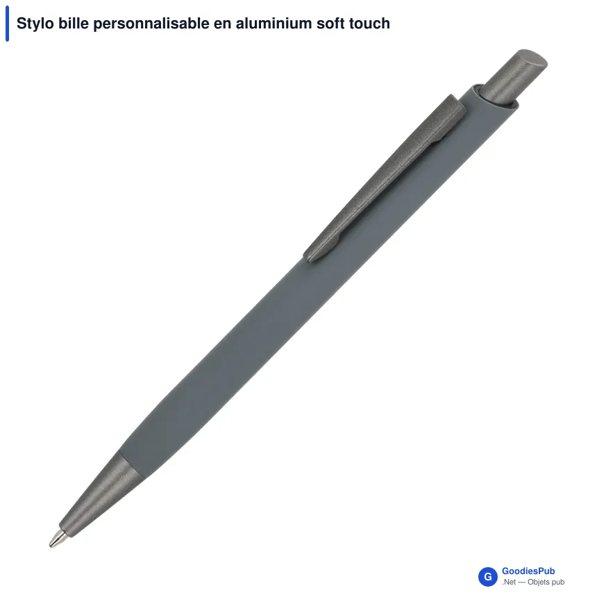 Stylo bille personnalisable en aluminium soft touch avec logo - Boston - Image 9