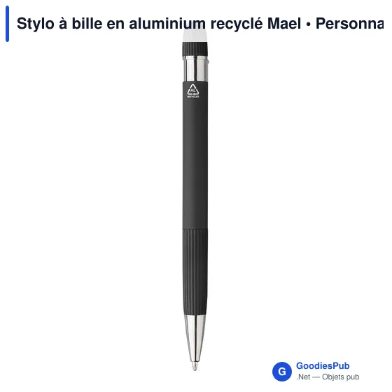 Stylo à bille personnalisable en aluminium recyclé - Maelavec logo - Image 3