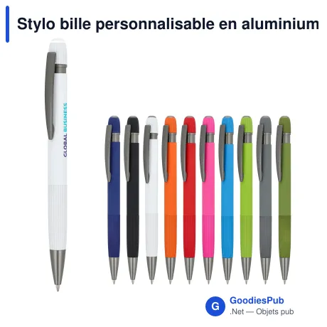 Stylo bille personnalisable en aluminium soft touch avec logo - Toulouse
