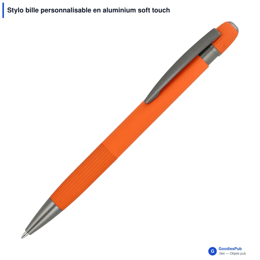 Stylo bille personnalisable en aluminium soft touch avec logo - Toulouse - Image 2