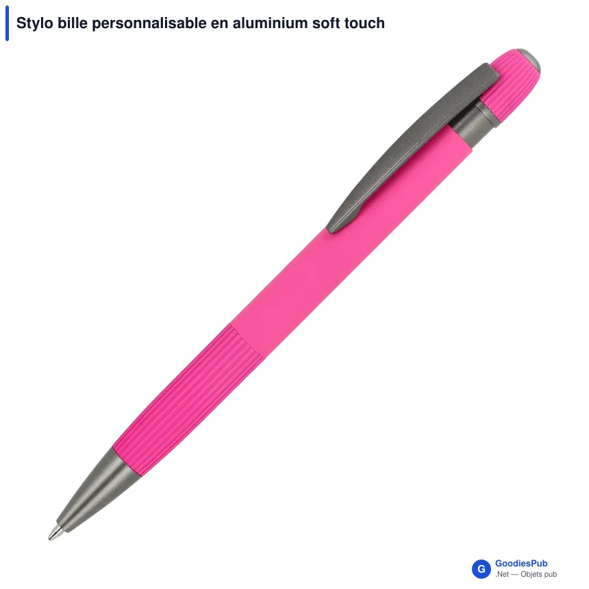 Stylo bille personnalisable en aluminium soft touch avec logo - Toulouse - Image 3