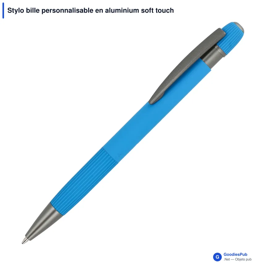 Stylo bille personnalisable en aluminium soft touch avec logo - Toulouse - Image 4