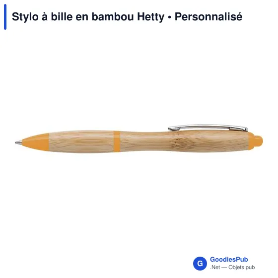 Stylo à bille personnalisable en bambou Hetty avec logo - Image 2