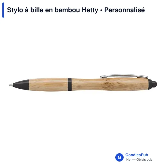 Stylo à bille personnalisable en bambou Hetty avec logo - Image 3