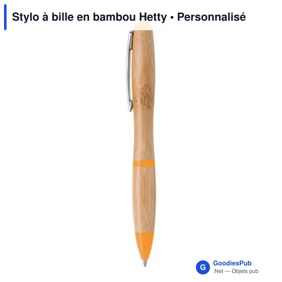 Stylo à bille personnalisable en bambou Hetty avec logo - Image 4