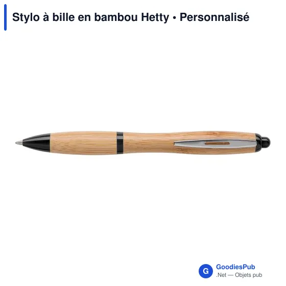 Stylo à bille personnalisable en bambou Hetty avec logo - Image 6