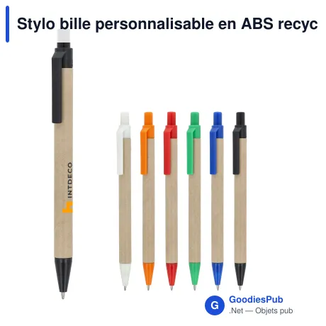 Stylo bille personnalisable en ABS recyclé avec logo - Papier