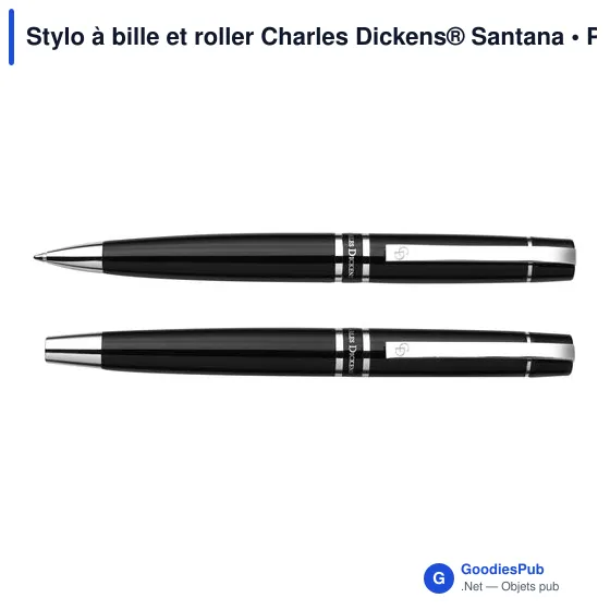 Stylo à bille et roller personnalisable Charles Dickens® Santana avec logo - Image 1