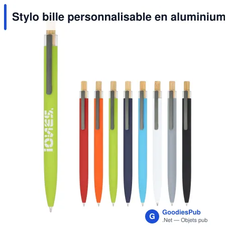 Stylo bille personnalisable en aluminium 100 % recyclé avec logo - Kalmar