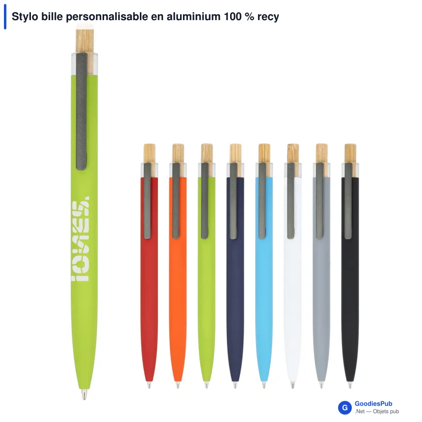 Stylo bille personnalisable en aluminium 100 % recyclé avec logo - Kalmar - Image 1