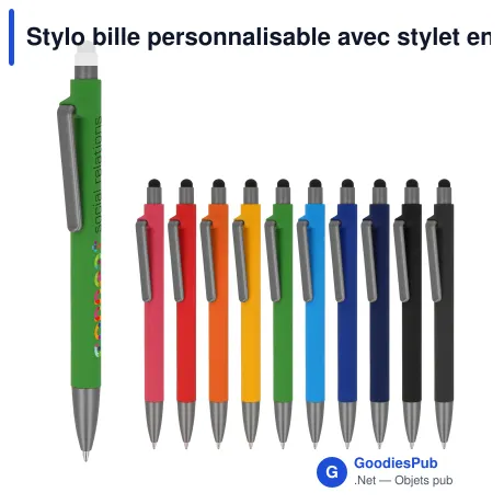 Stylo bille personnalisable avec stylet en ABS recyclé avec logo - Madeira