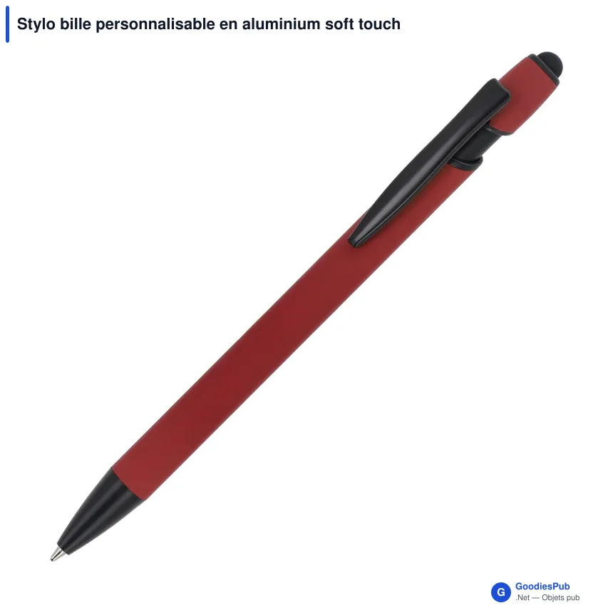 Stylo bille personnalisable en aluminium soft touch mat avec logo - Paris - Image 2