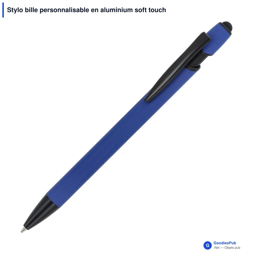 Stylo bille personnalisable en aluminium soft touch mat avec logo - Paris - Image 3