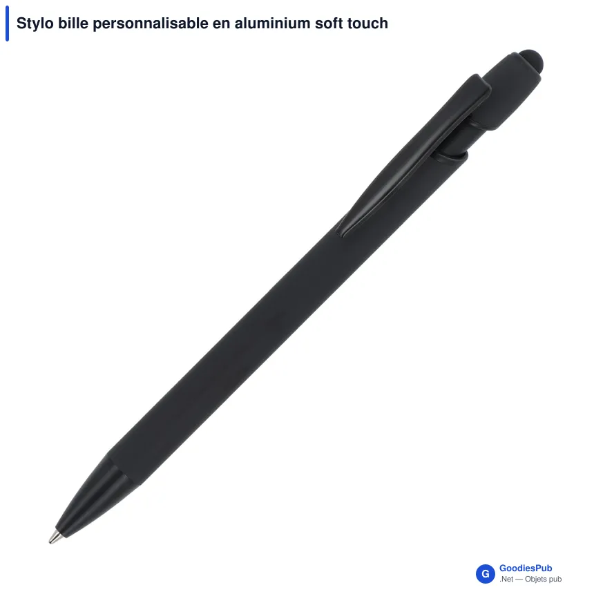 Stylo bille personnalisable en aluminium soft touch mat avec logo - Paris - Image 4