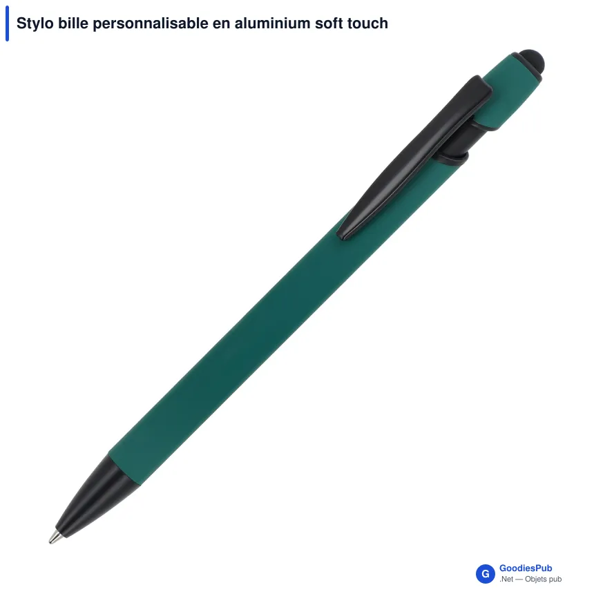 Stylo bille personnalisable en aluminium soft touch mat avec logo - Paris - Image 5