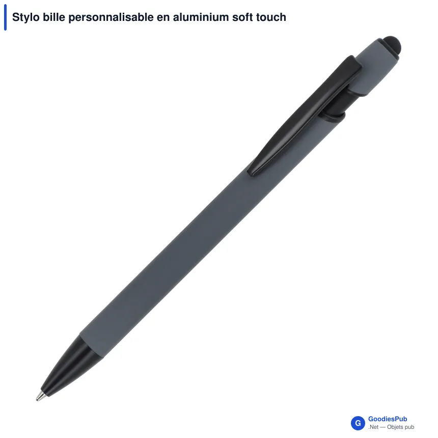 Stylo bille personnalisable en aluminium soft touch mat avec logo - Paris - Image 6