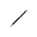 Variante Bleu foncé - Stylo bille personnalisable en aluminium détails or rose avec logo - Prague