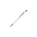 Variante Blanc - Stylo bille personnalisable en aluminium détails or rose avec logo - Prague