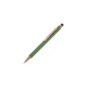 Variante Vert olive - Stylo bille personnalisable en aluminium détails or rose avec logo - Prague