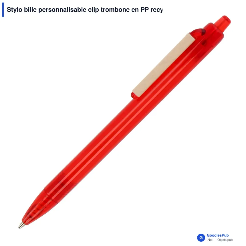 Stylo bille personnalisable clip trombone en PP recyclé océan avec logo - Trombone - Image 2