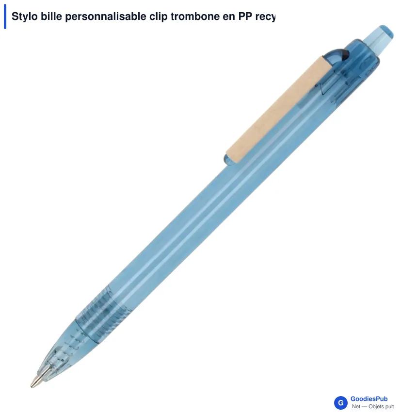 Stylo bille personnalisable clip trombone en PP recyclé océan avec logo - Trombone - Image 3