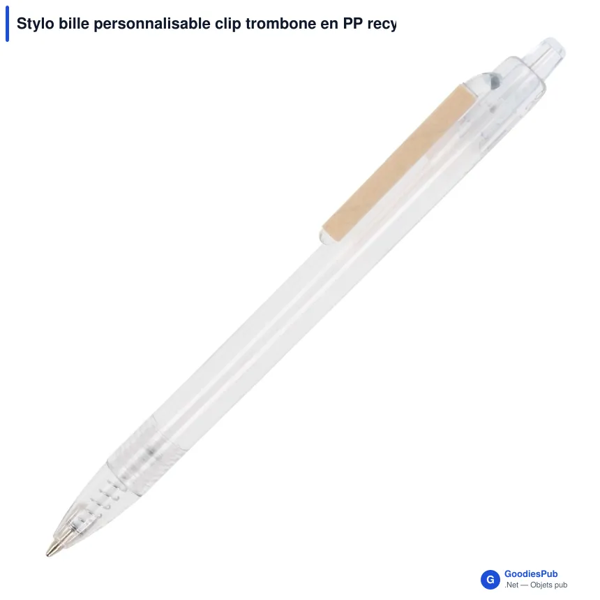 Stylo bille personnalisable clip trombone en PP recyclé océan avec logo - Trombone - Image 4