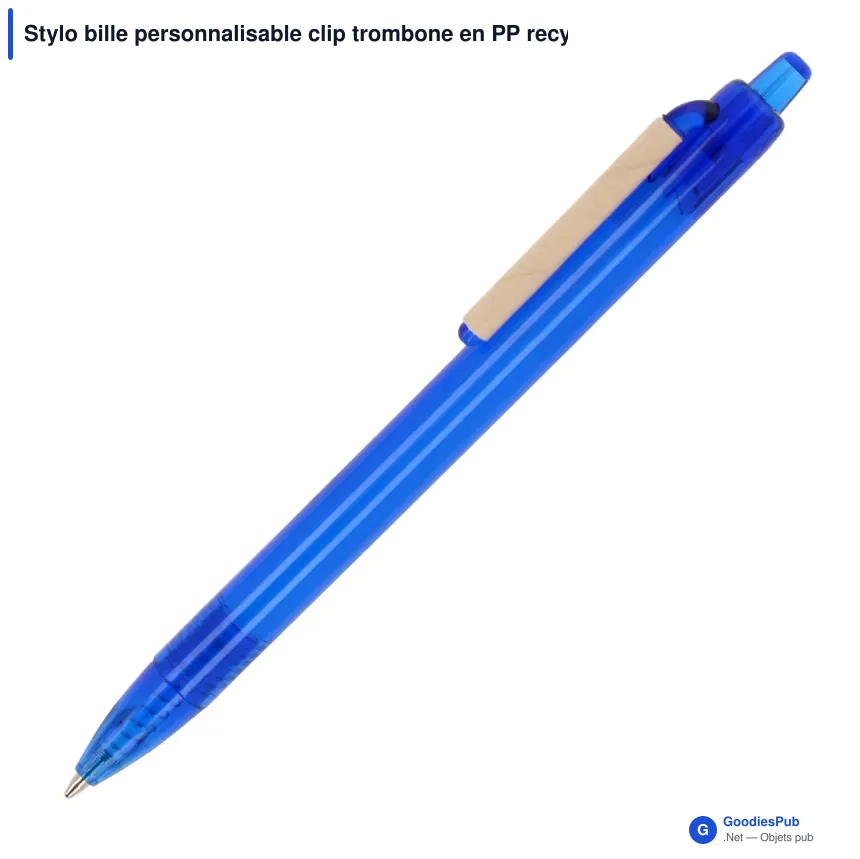 Stylo bille personnalisable clip trombone en PP recyclé océan avec logo - Trombone - Image 5