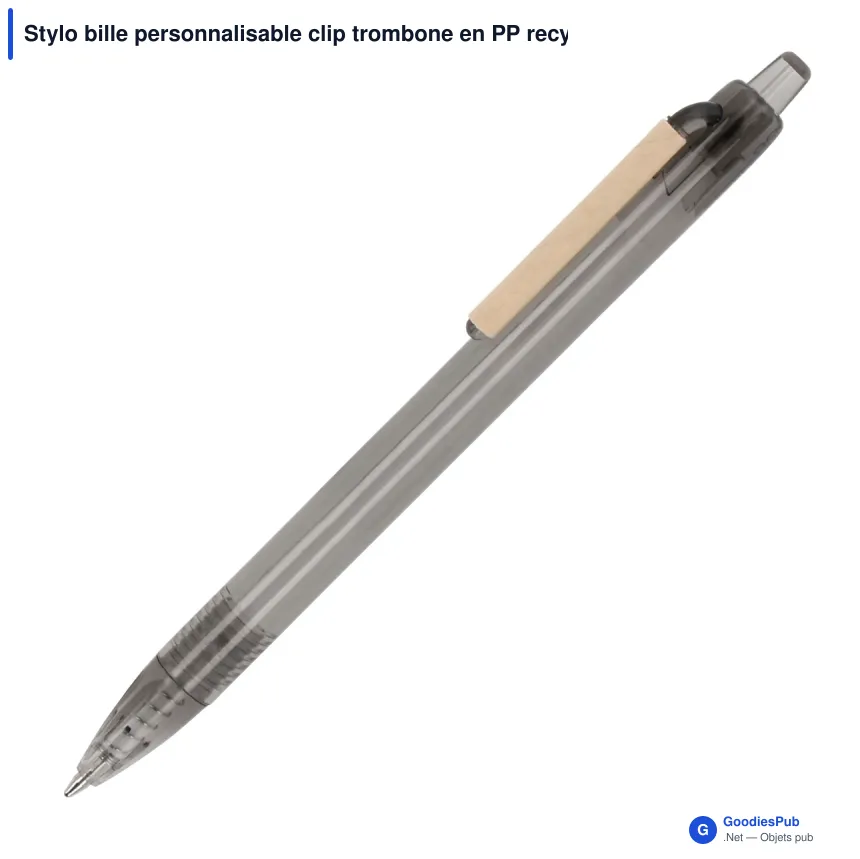 Stylo bille personnalisable clip trombone en PP recyclé océan avec logo - Trombone - Image 6