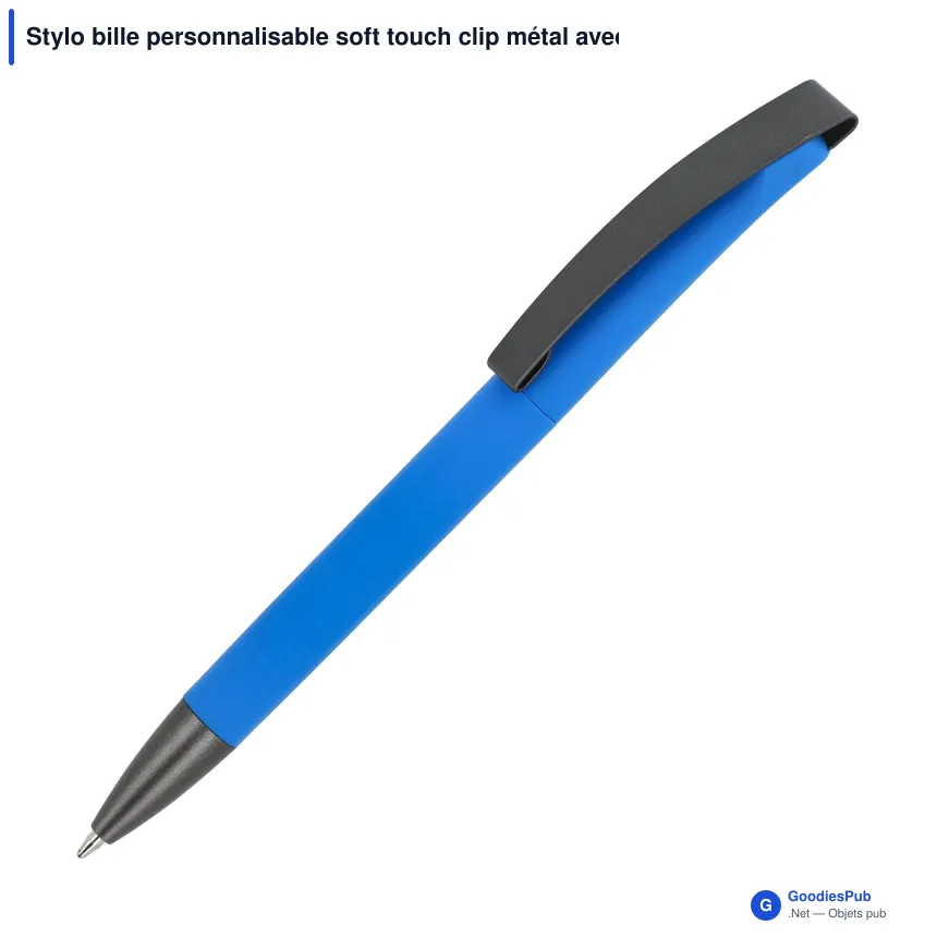 Stylo bille personnalisable soft touch clip métal avec logo - Vegas - Image 2