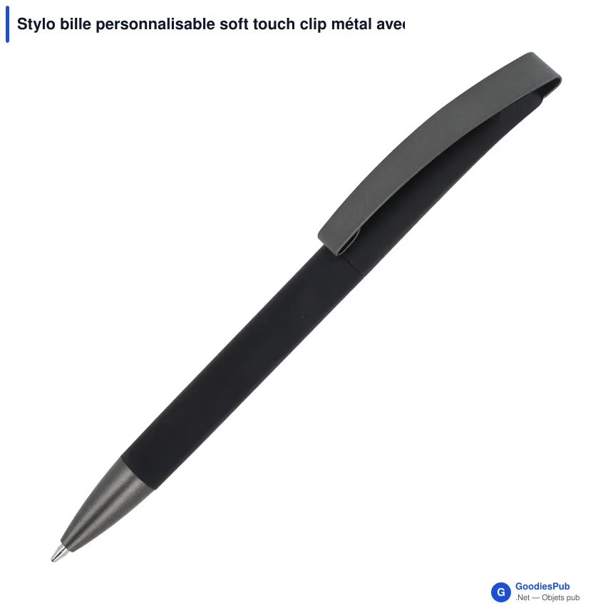 Stylo bille personnalisable soft touch clip métal avec logo - Vegas - Image 11