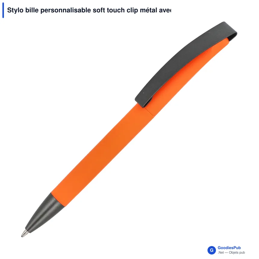 Stylo bille personnalisable soft touch clip métal avec logo - Vegas - Image 12