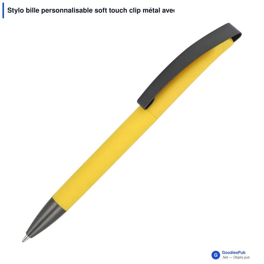Stylo bille personnalisable soft touch clip métal avec logo - Vegas - Image 3