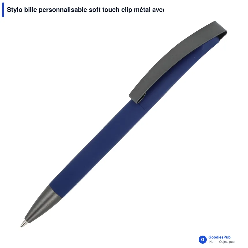 Stylo bille personnalisable soft touch clip métal avec logo - Vegas - Image 5