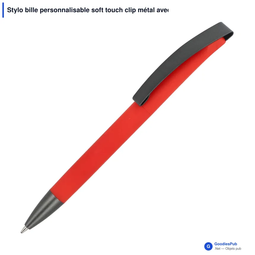 Stylo bille personnalisable soft touch clip métal avec logo - Vegas - Image 6