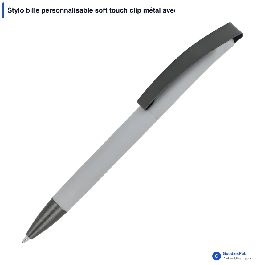 Stylo bille personnalisable soft touch clip métal avec logo - Vegas - Image 7