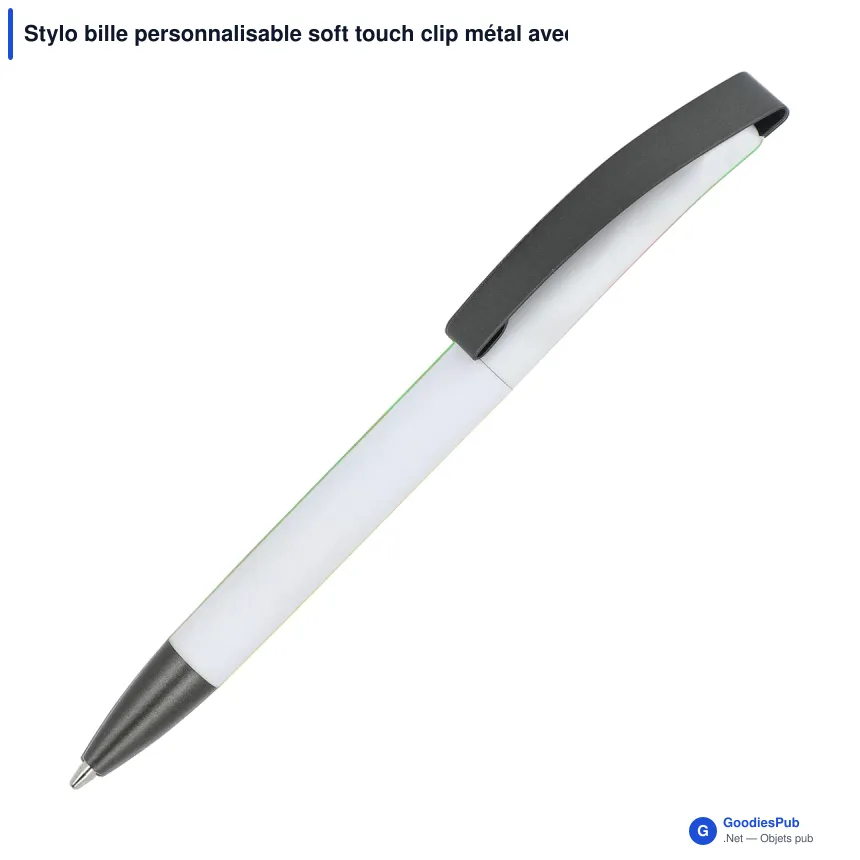 Stylo bille personnalisable soft touch clip métal avec logo - Vegas - Image 8